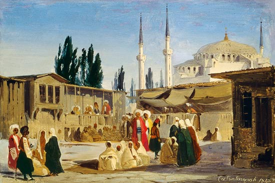 The Slave's Bazaar, Constantinople van Ippolito Caffi