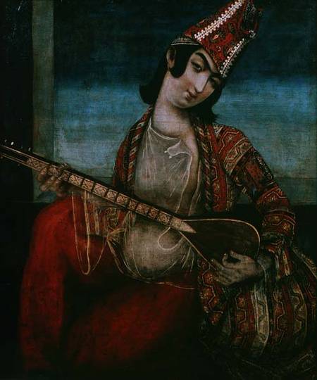 Young Woman Playing a Guitar van Iranian School