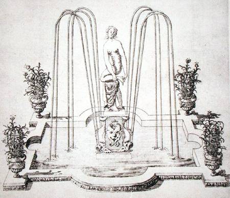Fountain design from 'The Gardens of Wilton' van Isaac de Caus
