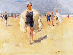 Dame op het strand in Viareggio
