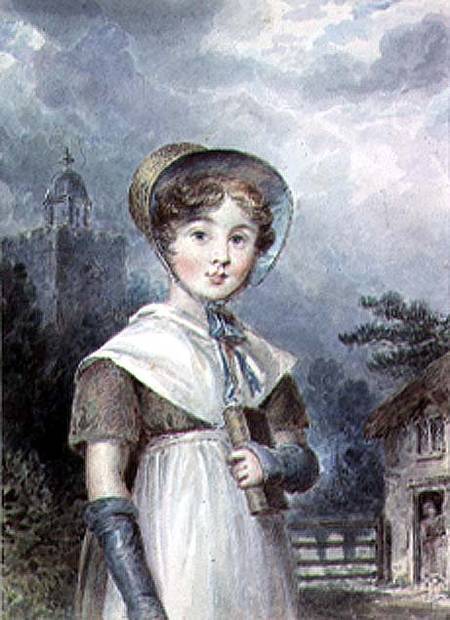 Little Girl in a Quaker Costume, holding a Bible van Isaac Pocock