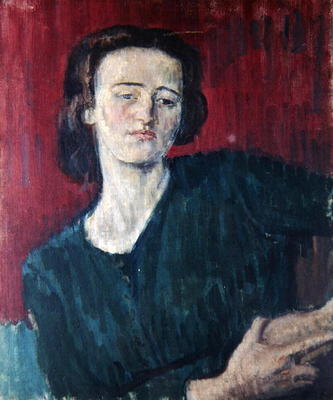Clare Winsten, 1916 (oil on canvas) van Isaac Rosenberg