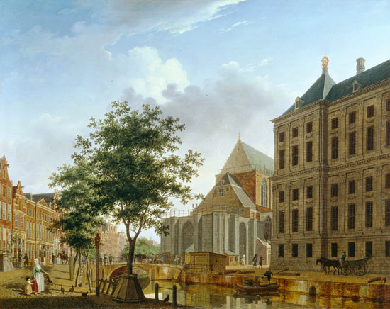 Back of New Palace and Church, Amsterdam van Isaak Ouwater