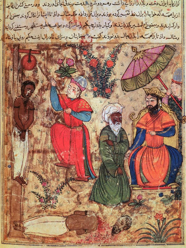 Fol.100 The Sultan Showing Justice, from 'The Book of Kalila and Dimna' from 'The Fables of Bidpay' van Islamic School