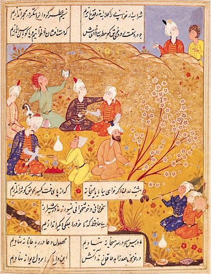 F.103v Open-air Feast, from a book of poems van Islamic School