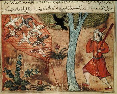 Hunting Birds, from 'The Book of Kalila and Dimna', from 'The Fables of Bidpay' van Islamic School