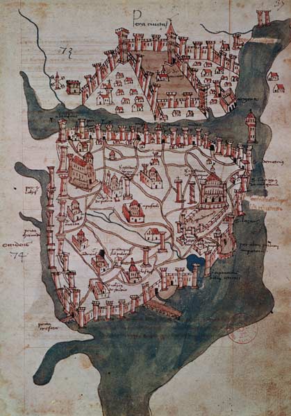 Plan of Constantinople van Scuola pittorica italiana