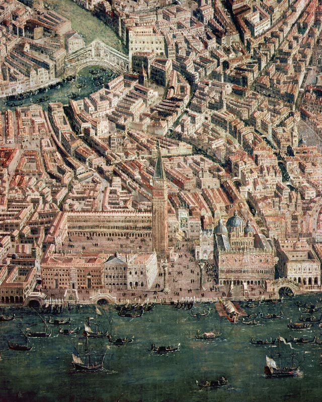 Perspective plan of Venice  (detail of 222923) van Scuola pittorica italiana