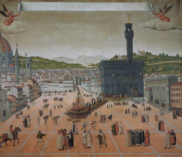 Savonarola Being Burnt at the Stake, Piazza della Signoria, Florence van Scuola pittorica italiana