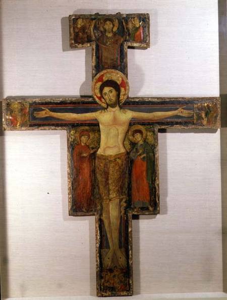 The Crucified Christ with the Virgin and St. John van Scuola pittorica italiana
