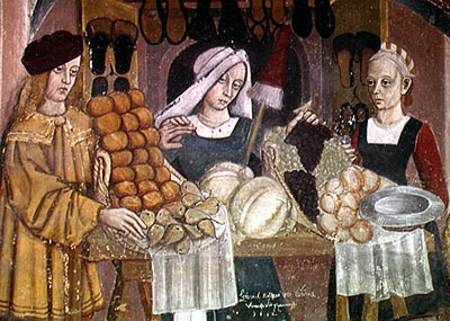 The Fruit Sellers' Stand, detail from 'The Fruit and Vegetable Market' van Scuola pittorica italiana