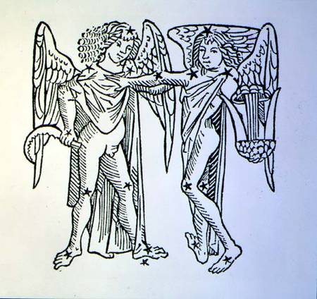 Gemini (the Twins) an illustration from the 'Poeticon Astronomicon' by C.J. Hyginus, Venice van Scuola pittorica italiana