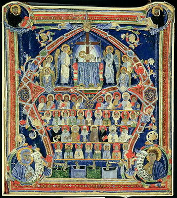 Historiated initial 'A' depicting The Last Judgement (vellum) van Scuola pittorica italiana
