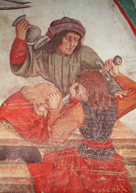Interior of an Inn, detail of drinkers fighting van Scuola pittorica italiana