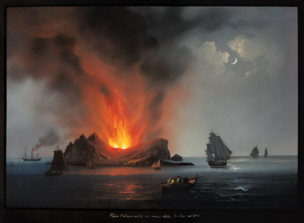 New Volcano Erupting from the Sea around Sicily in 1831 van Scuola pittorica italiana