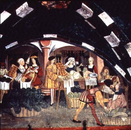 Medieval Marketplace Scene van Scuola pittorica italiana