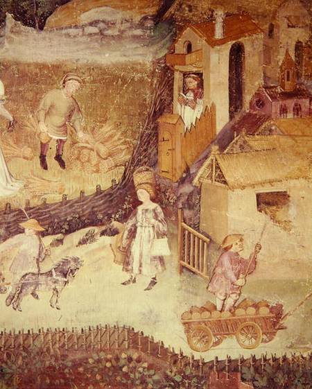The Month of August, detail of a farm van Scuola pittorica italiana