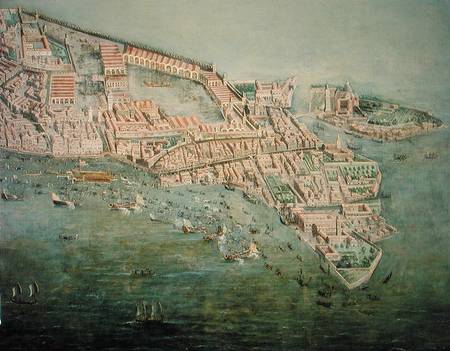 Perspective plan of Venice  (detail of 222923) van Scuola pittorica italiana