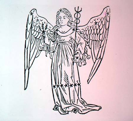 Virgo (the Virgin) an illustration from the 'Poeticon Astronomicon' by C.J. Hyginus, Venice van Scuola pittorica italiana