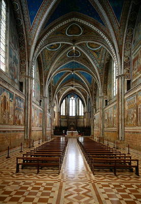 View of the interior of the Upper Church (photo) van Italian School, (13th century)