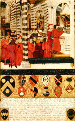 The Keys of Siena Given to the Virgin, 1483 (oil on panel) van Italian School, (15th century)