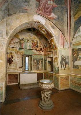 rnterior of the Baptistery with fresco depicting scenes from the Life of Saint John, by Tommaso Maso