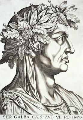 Galba Caesar (3 BC-69 AD), 1596 (engraving) van Italian School, (16th century)