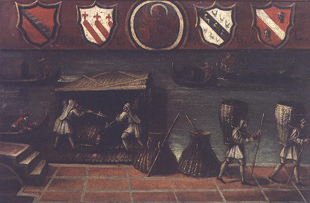 Sign of the Venetian Coal Porters' Guild (panel) van Italian School, (18th century)