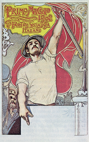1st May, Poster of the Italian Socialist Party, 1901 (colour litho) van Italian School, (20th century)
