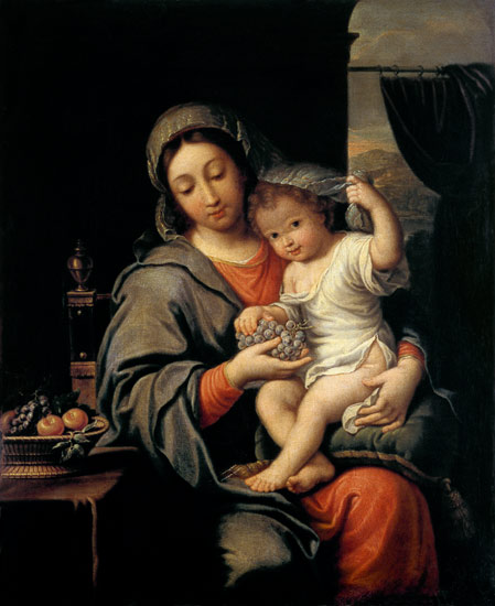 Madonna mit Kind und Trauben van Italienisch