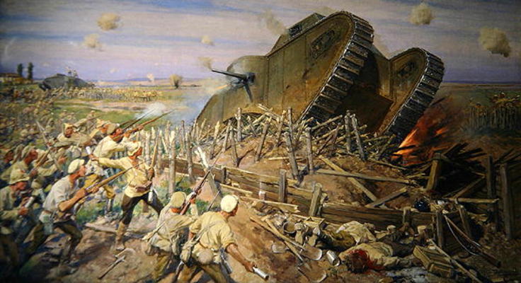 The Capturing of a Tank near Kakhovka, 1927 (oil on canvas) van Ivan Alexeyevich Vladimirov