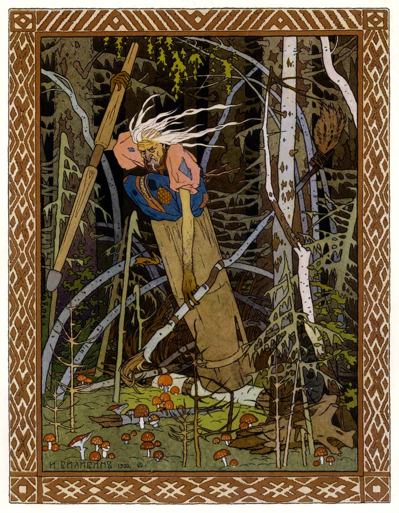 Baba Yaga (Illustration to the book "Vasilisa the Beautiful") van Ivan Jakovlevich Bilibin