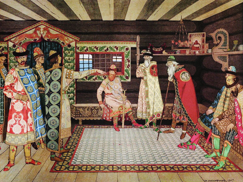 Meeting of the Kyivan Princes van Ivan Jakovlevich Bilibin
