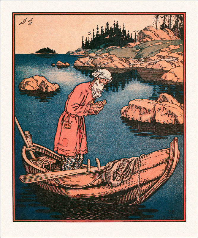 Illustration to the The Tale of the Fisherman and the Fish van Ivan Jakovlevich Bilibin