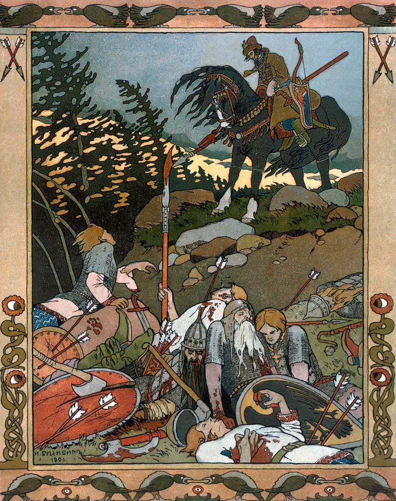Illustration for the Fairy tale Marya Morevna van Ivan Jakovlevich Bilibin
