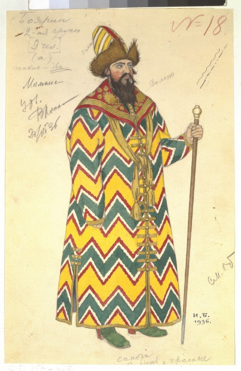 Boyar. Costume design for the opera The Tale of Tsar Saltan by N. Rimsky-Korsakov van Ivan Jakovlevich Bilibin