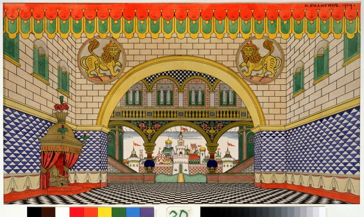 Stage design for the the opera The Golden Cockerel by N. Rimsky-Korsakov van Ivan Jakovlevich Bilibin