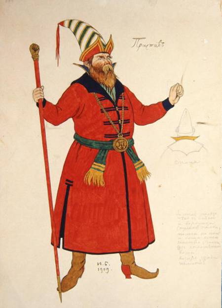 Costume design for Rimsky-Korsakov's (1844-1908) 'The Golden Cockerel' van Ivan Jakovlevich Bilibin