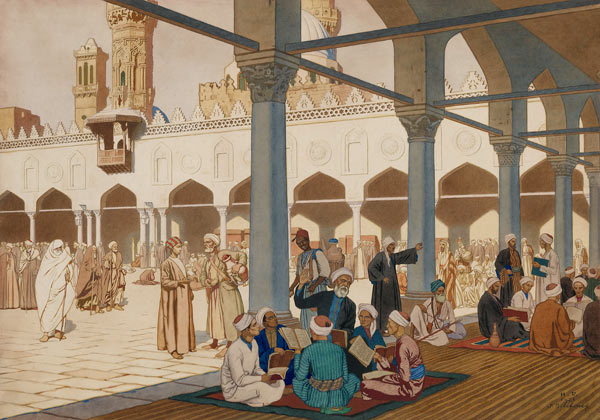 Courtyard of the Al-Azhar Mosque and University, Cairo van Ivan Jakovlevich Bilibin