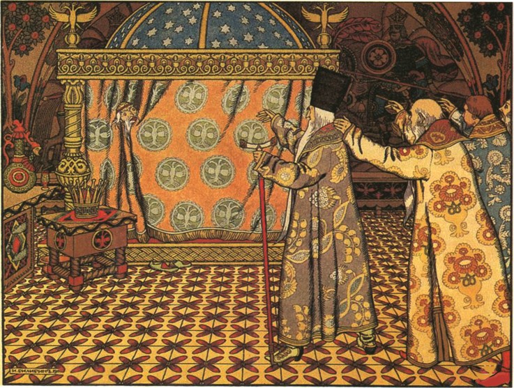 Illustration to the fairytale The Golden Cockerel by A. Pushkin van Ivan Jakovlevich Bilibin