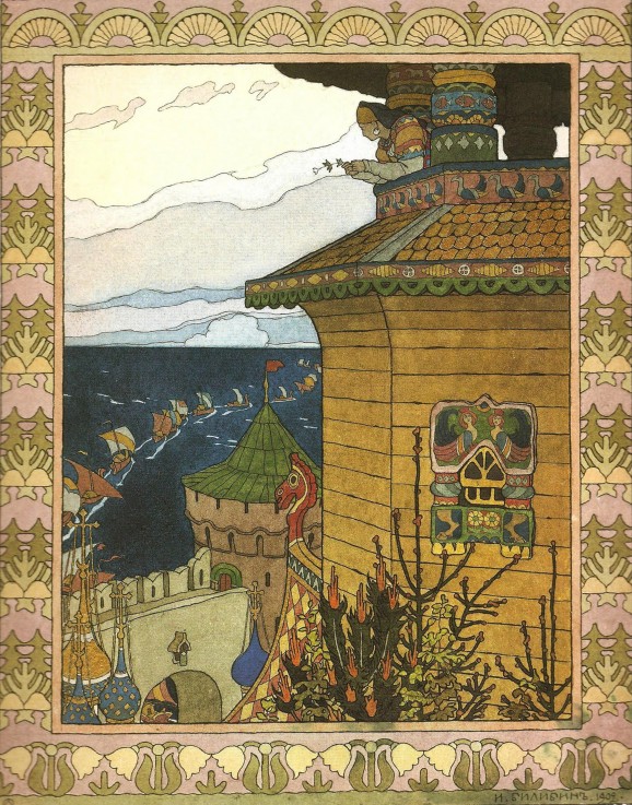 Illustration to the fairytale The White Duck van Ivan Jakovlevich Bilibin