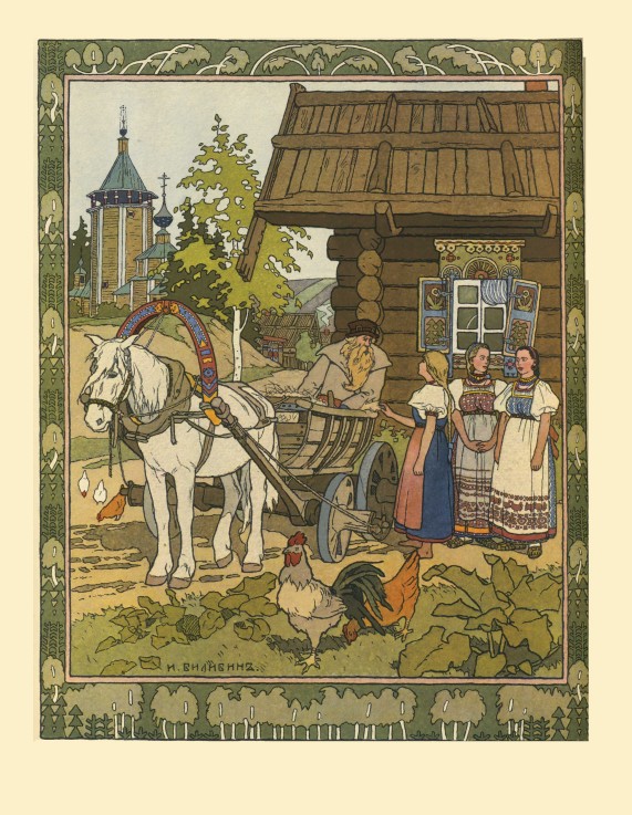 Illustration for the Fairy tale The Feather of Finist the Falcon van Ivan Jakovlevich Bilibin