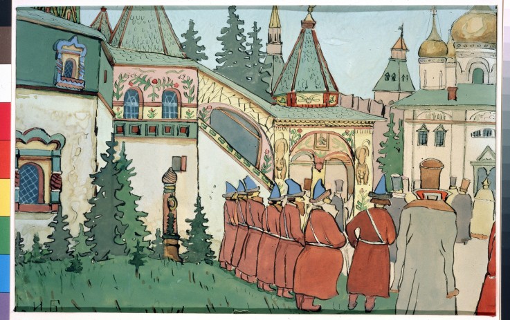 Illustration for the Fairy tale The Feather of Finist the Falcon van Ivan Jakovlevich Bilibin