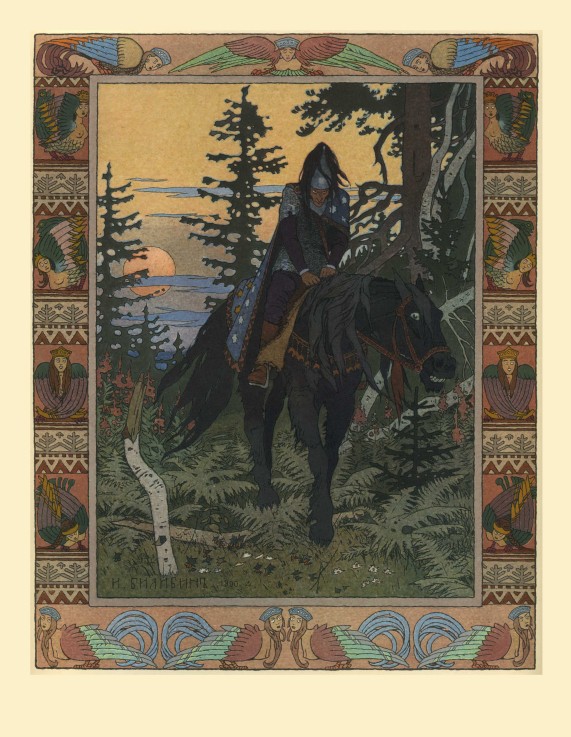 Illustration for the Fairy tale of Vasilisa the Beautiful and White Horseman van Ivan Jakovlevich Bilibin