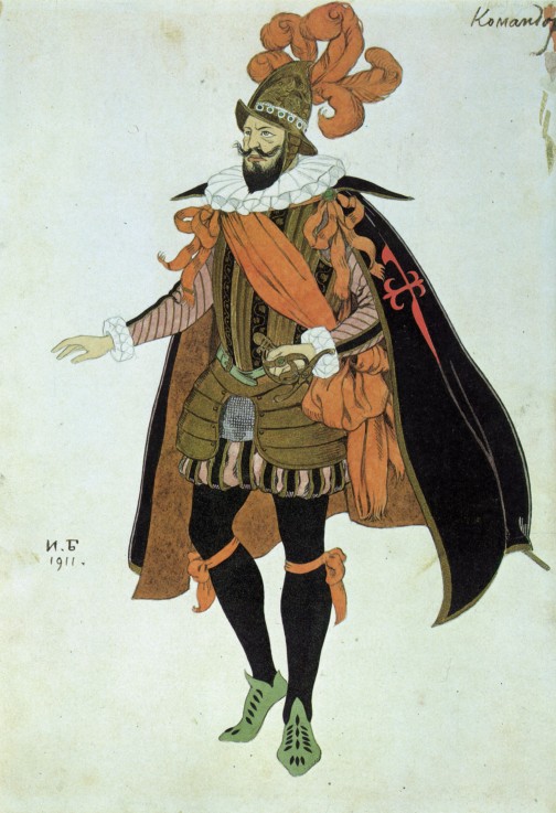 Commander. Costume design for the play Fuente Ovejuna by Lope de Vega van Ivan Jakovlevich Bilibin