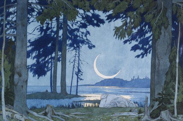 Night at the Lake Ilmen. Stage design for the opera Sadko by N. Rimsky-Korsakov