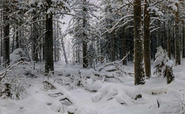 Winter 1890 van Iwan Iwanowitsch Schischkin