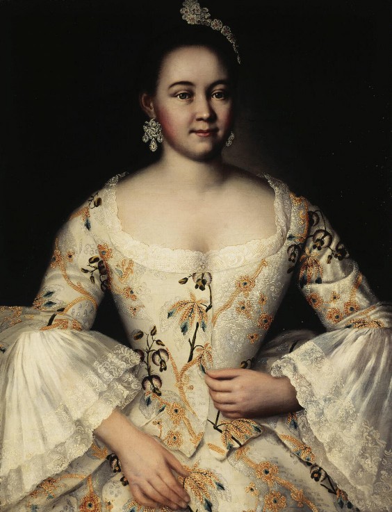 Portrait of Stepanida Yakovleva (1738-1781) van Iwan Jakowlewitsch Wischnjakow