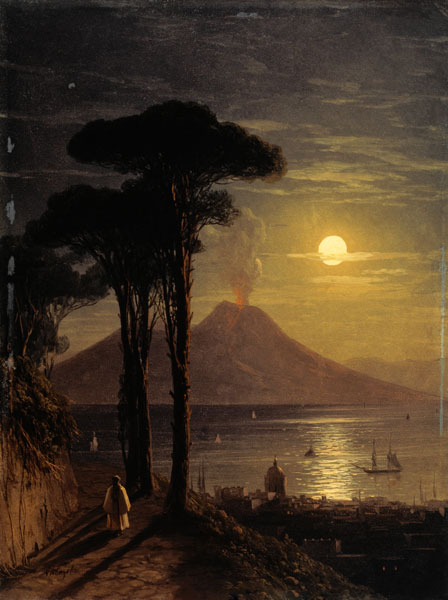 Vesuvius , Moonlit Night van Iwan Konstantinowitsch Aiwasowski
