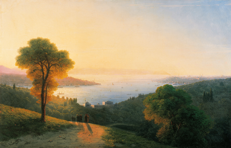 Blick auf den Bosporus von der europäischen Seite van Iwan Konstantinowitsch Aiwasowski